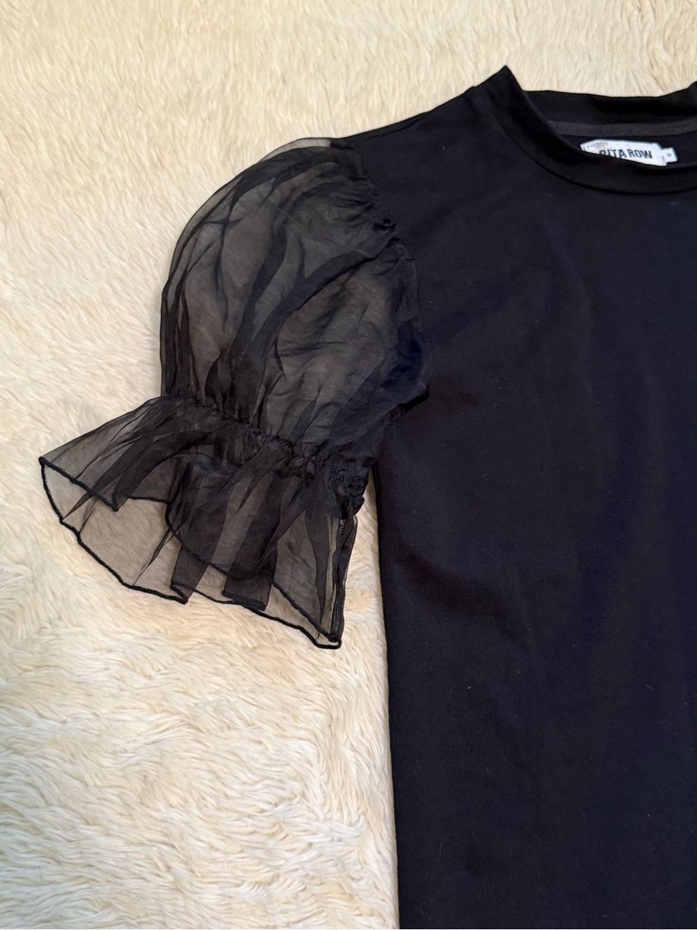 Rita Row Giula Black Puff Sleeve Dress - Size Small - Picture 4 of 6